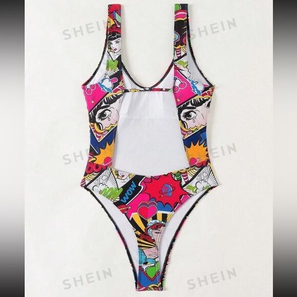 Fashionable Printed One-Piece Swimwear For Beach And Vacationv - Picture 4 of 5